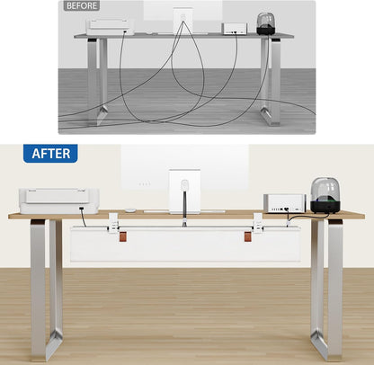 Zilink No Drill Under Desk Cable Management Tray 30" Cord Organizer for Table Clamp/Screw Mount Desk Cable Management Sturdy Waterproof Fabric Cord Hiders for Office, Home