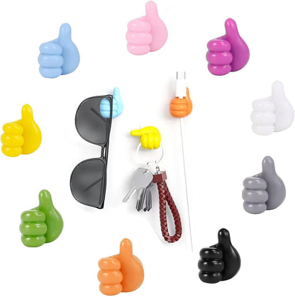 9 Pcs Creative Silicone Thumb Hook, Wall Hook - Multifunction Adhesive Cable Clip, Adhesive Wall Hooks, Cable Organizer Clips Key Hanger