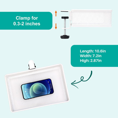 Under Desk Drawer Organizer - Clamp-On Above or Below Desk Mesh Drawer for Office Accessories, Storage Tray, and Desktop Organizer (White - Small)