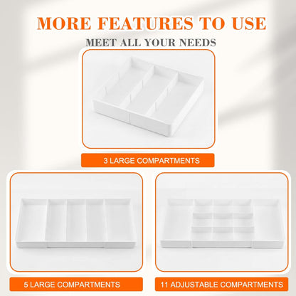 Briwooody 1 Pcs Large Expandable Acrylic Drawer Organizers, Grid Adjustable Drawer, Dividers Organizer for Desk, Makeup, Jewelry, Office, Kitchen Supplies (Clear,5 Compartments)