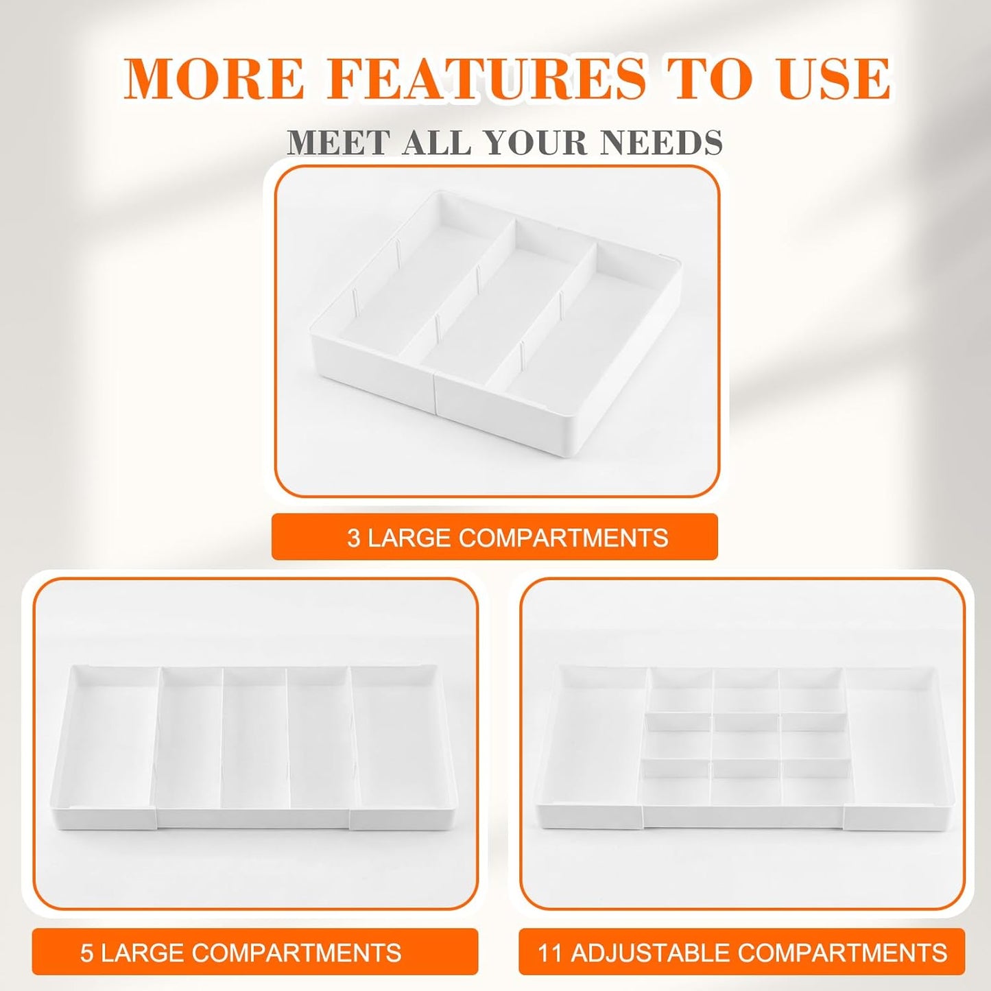 Briwooody 1 Pcs Large Expandable Acrylic Drawer Organizers, Grid Adjustable Drawer, Dividers Organizer for Desk, Makeup, Jewelry, Office, Kitchen Supplies (Clear,11 Compartments)