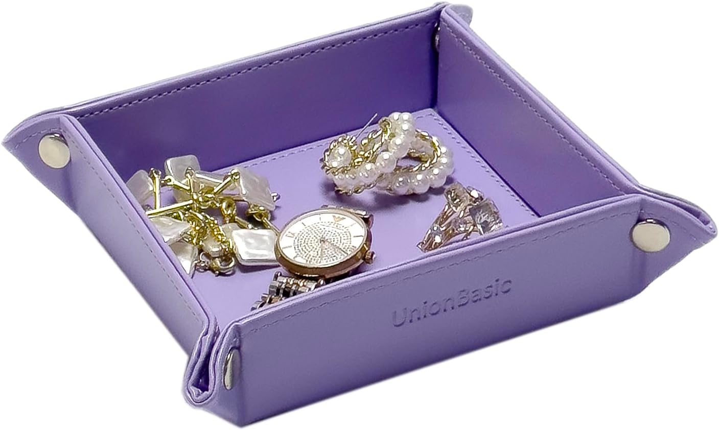 UnionBasic Medium Valet Tray, Jewelry Tray for Rings Watches Earrings, Entryway Catchall Caddy for Coins Keys Change, Nightstand Bedside Valet Holder, Trays for Electronic Gadgets, Candy Pink Plus - Colors B