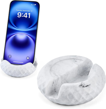 Artificial Stone Cell Phone Stand for Desk Handcraft Pebble Shape Minimalist Decor for Desk Kitchen Counter Office Easy of Use Sturdy and Stable(Beige Yellow)