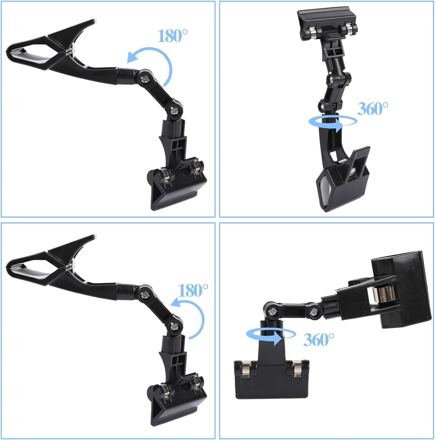 Adjustable Document Holder for Typing, Rotatable Paper Copy Holder Clip,Handy Artist Supplies Clamp,Computer Typing Proofing Folder.(4 Pack) (Black)