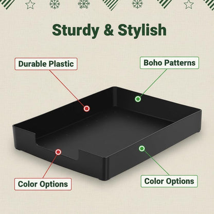 Letter-Size Tray, Desk Drawer Organizer, A4 Plastic Paper Tray, Plastic Paper Holder File Organizer for Office, School, Home Storage (Off-White)