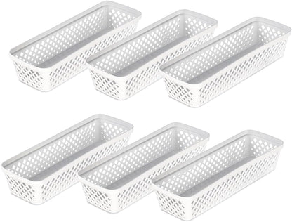 Glad Plastic Storage Basket Set - Multipurpose Drawer Trays, Kitchen Pantry Containers, and Bathroom Bins - 6 Pack Medium Organizers, Grey