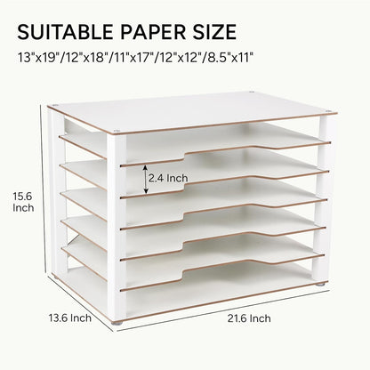 Yumkfoi 12x18 Construction Paper Organizer, 4-Tiers Paper Storage Shelf, Wooden Desk Organizer, File Holder and Letter Tray for Office, Home, Classroom