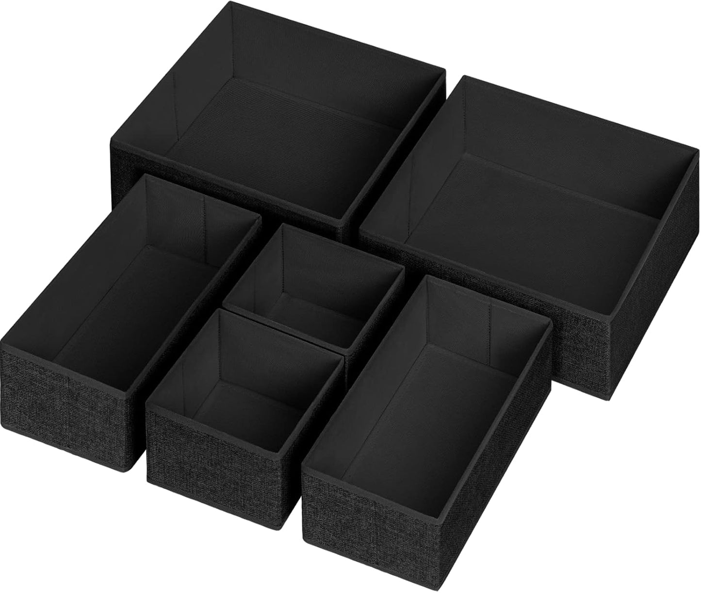 Criusia Foldable Underwear Drawer Organizer, Closet Dividers, Storage Box for Clothes, Socks (6 Bins, Gray)
