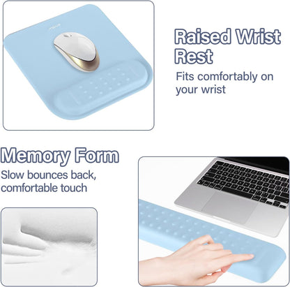 MOSISO Computer Keyboard Stand&Wrist Rest Support for Keyboard &Mouse Pad Set, Ergonomic Massage Wrist Rest Set, Easy Typing Working Acrylic Clear Stand for Office Home, Apricot