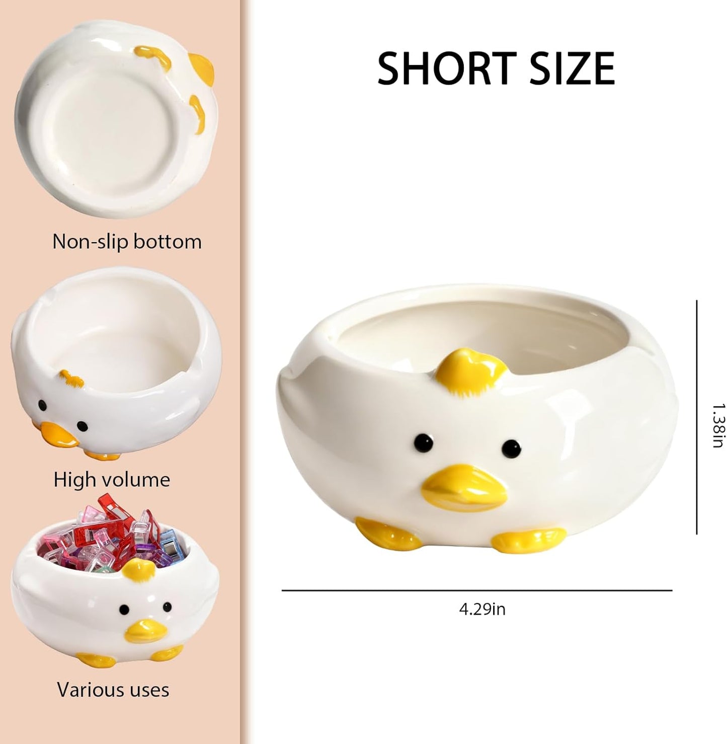 Desk Organizer Set of 2 For Office School Ceramic Pen and Paper Clip Holder for Desk Cute Cartoon Animal Stand Pencil Cup Pot Desk Organizer - Set incl. Ceramic Pen Holder and Paper Clip Holder
