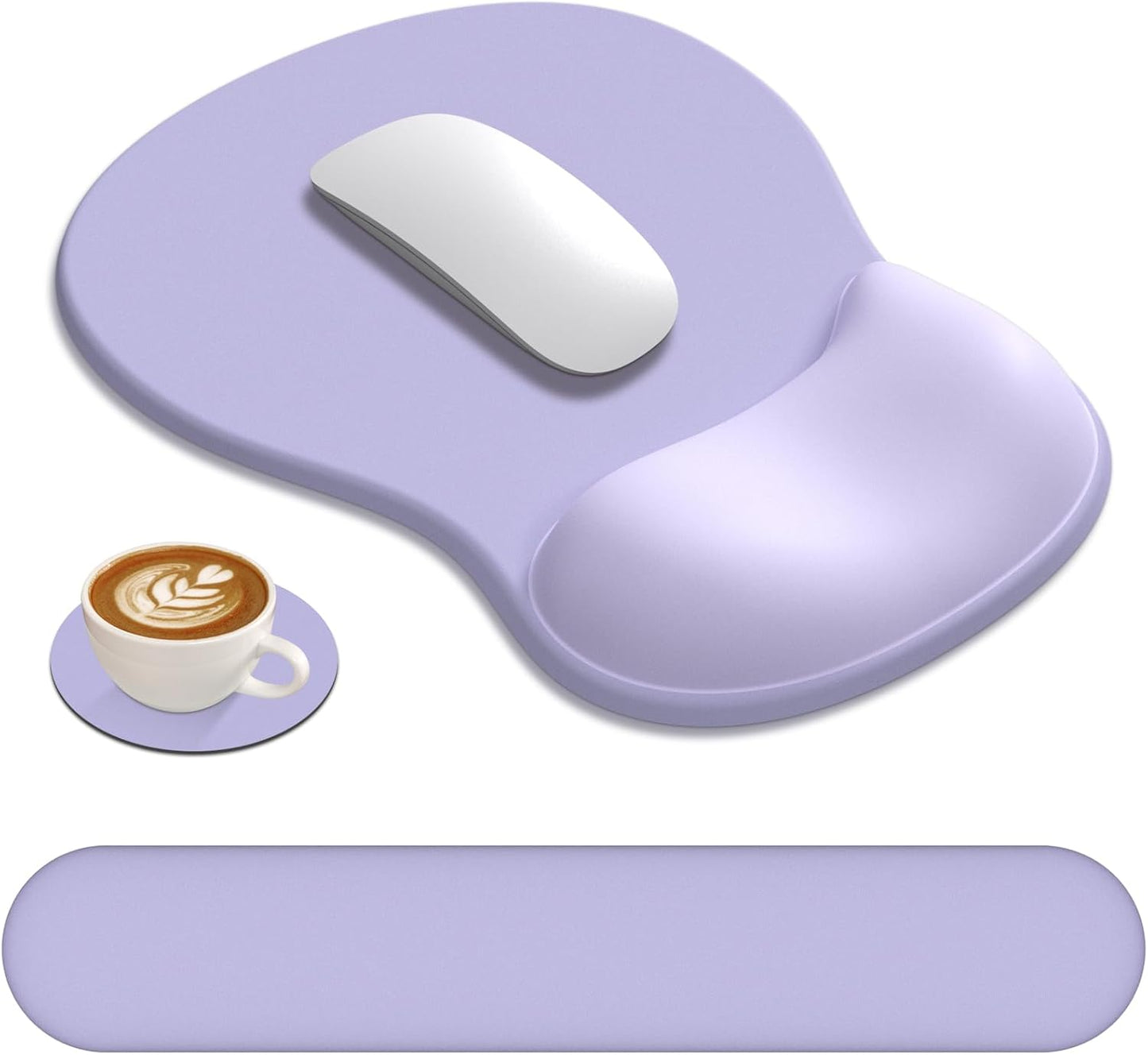 AKIT Ergonomic Mouse Pad and Keyboard Wrist Rest Set, Gel Memory Foam Wrist Rest with Non-Slip Base, 3-in-1 Mousepad Set for Pain Relief, Desk Accessories for Gaming, Home, Office(Black)