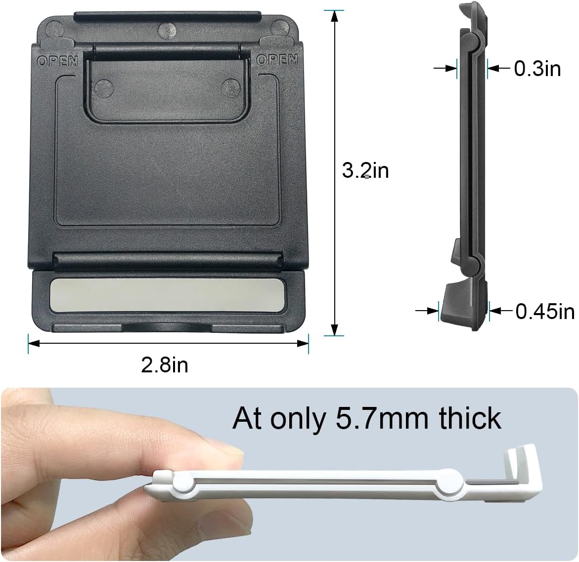 POQOD 2 Pack Cell Phone Stand, Foldable Phone Holder for Desk Compatible with Phone 15 14 13 12 11 Pro Xs Xs Max Xr X 8, Nintendo Switch, All Phones, Black & White