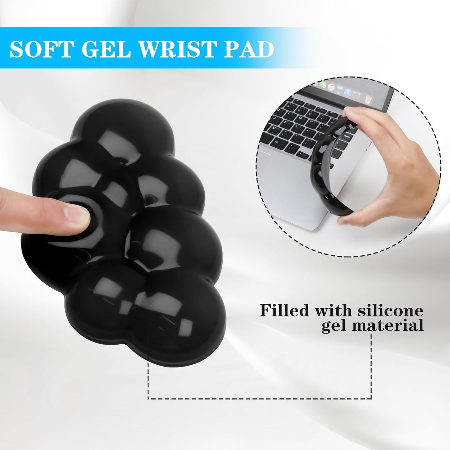 Gel Cloud Keyboard and Mouse Wrist Rest, Cute Wrist Support and Arm Support Keyboard Rest for Keyboard and Mouse Typing Pain Relief，Suitable for Office/Computer/Laptop/Gaming (Pink)