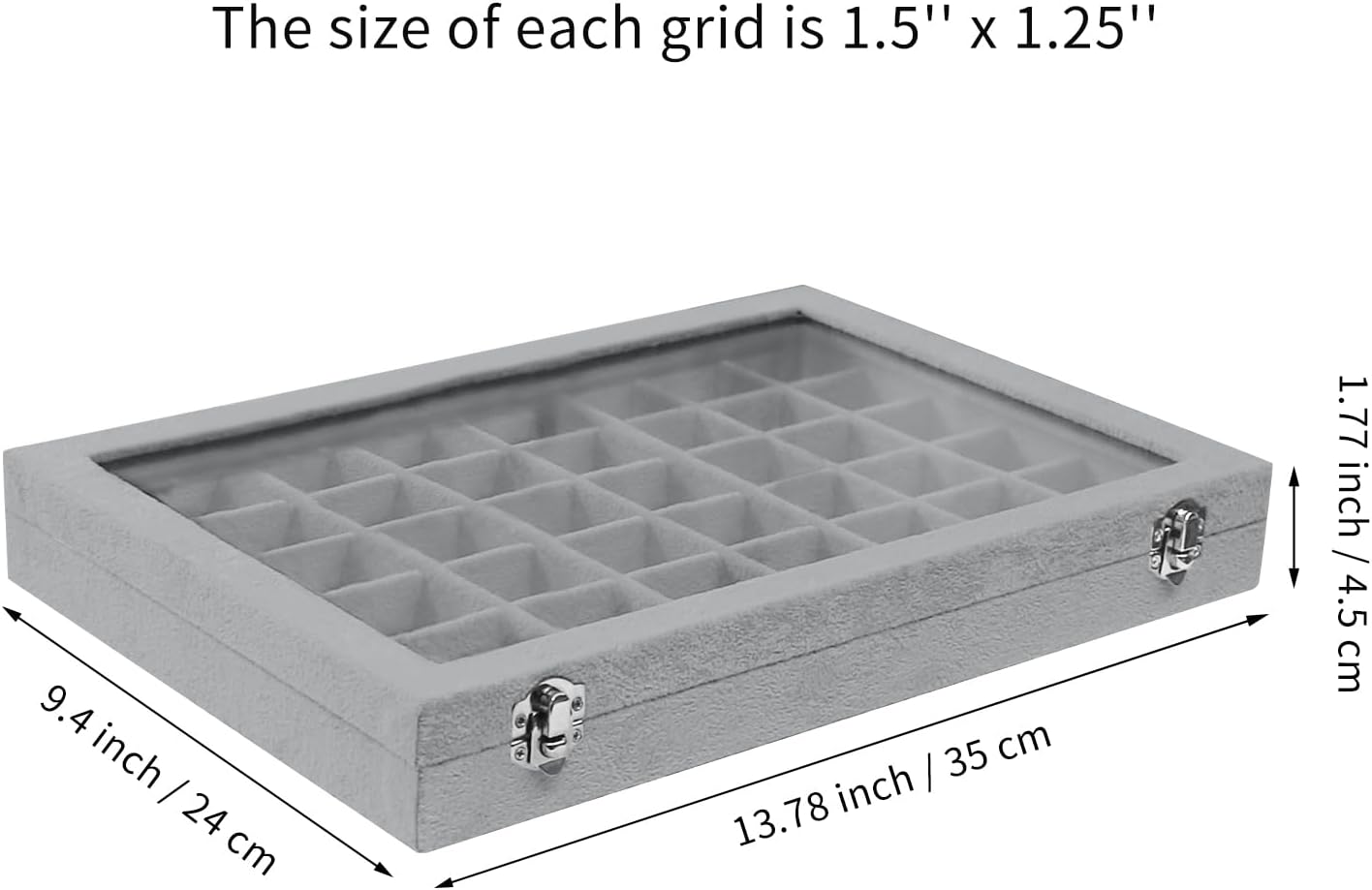 Stratalife Jewelry Organizer Bracelet Organizer Storage Box 12 Grid Stackable Jewelry Tray with Lid Velvet Jewelry Box for Drawer Necklace Bracelet Display Storage Organizer Box (Beige)