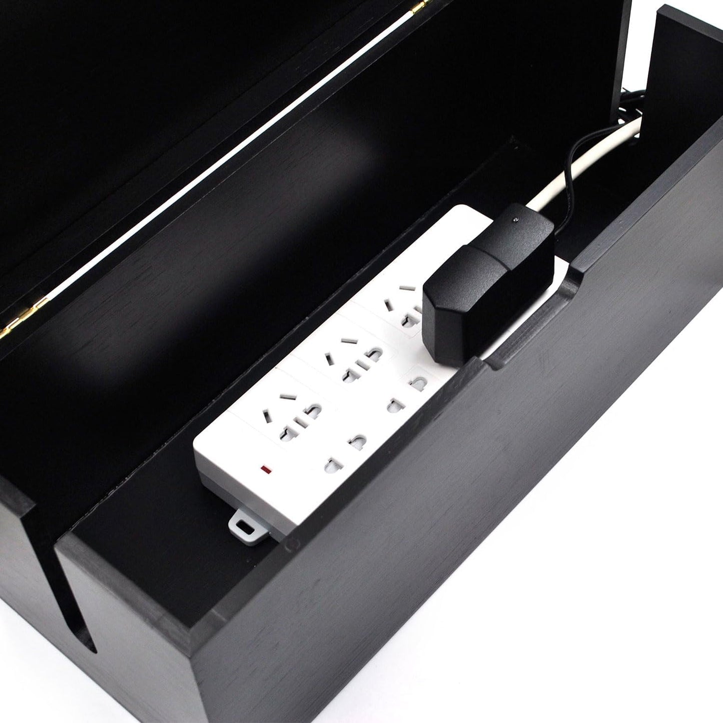 15 inch Bamboo Large Cable Management Box, Cable Box Organizer Cord Box Hider - Power Strip Box Hider Cable Storage Box for Office, TV Wires, Desk Cord Organizer, No Assembley Required, Bamboo (Black)