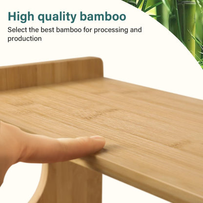 BFTOU Bamboo Desk Organizer Multifunctional 3 Tier Office Table Shelf Bookshelf Supplies Storage Rack for Kitchen Living Room