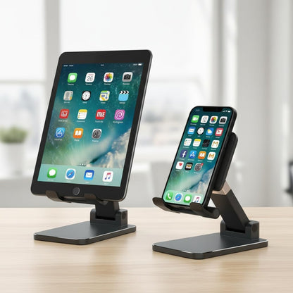 Adjustable Phone & Tablet Stand for Desk, Foldable Holder with Stable Base and Non-Slip Design, Compatible with iPhone, Android Phones and Tablets