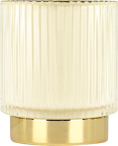 DASITON Makeup Brush holder Organizer,Crystal Cosmetic Makeup Brush Glass Brushes Storage Holder, Vintage Make Up Brush Cup Pen Pencil Holder striped vase(Coffee S)