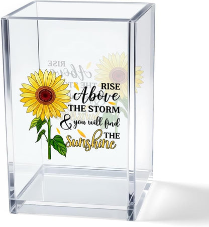 Just Breathe Acrylic Cosmetic Pencil Pen Holder Cup, Hope Inspirational Makeup Brush Organizer Holder, Women Faith Gifts, Encouragement Gifts for Women Mom Daughter Sister Friend Yoga Teacher