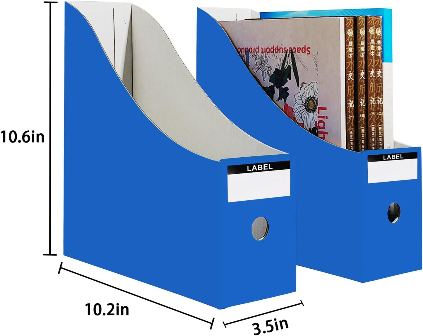 Limitliho Magazine File Folder Holder for Desk, Book Bins for Classroom Library,Office,Home, 10.6" H x 10.2" L x 3.5" W in Cardboard Paper Organizer (Six color, 6 Pack)