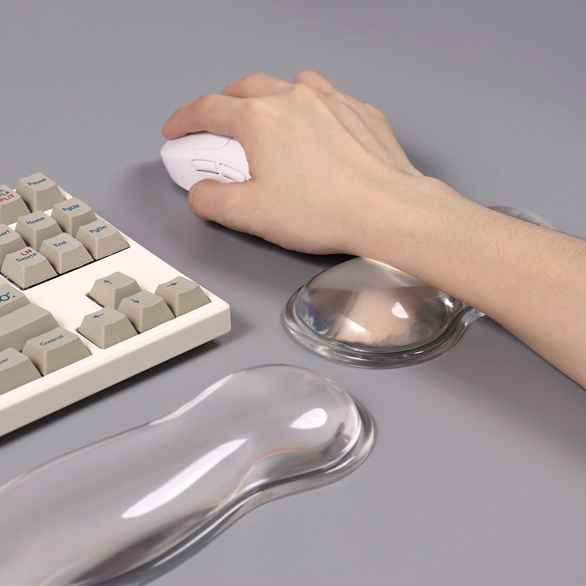 Clear Gel Wrist Rest for Keyboard and Mouse, Green Silicone Mouse Wrist Rest Set, Cute Ergonomic Wrist Rest for Keyboard 60%/75%(Green)