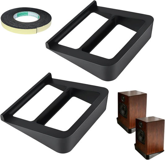 1 Pair Hyparade Desktop Speaker Stands, Suitable for Most Small Speakers, 16° Tilt Wedge-Shaped Speaker Riser with Shock-Absorbing Foam, Space-Saving Design
