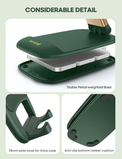 Lamicall Cell Phone Stand for Desk - [Height Adjustable] Foldable Mobile Phone Holder, Portable Stand for iPhone 17 16 15 14 13 12 11 Pro Max Plus Air, Galaxy S25, Office Gift Mothers Day Accessories