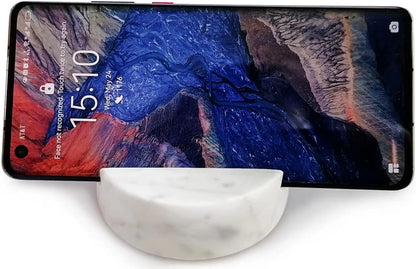 fashciaga Luxurious Marble Cell Phone Stand Holder for Cellphone Tablet On Desk, Countertop, Table, Nightstand. Heavy Real Stone Mobile Phone Stands (Solid)