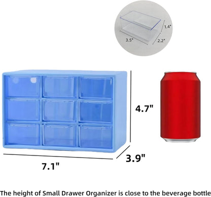 Feadily 4PCS Small Drawer Organizer for Desk, Desktop Drawer Organizer with 9 Clear Drawers, Plastic Desktop Storage Drawers 7.1 Inch x 3 .9 Inch x 4.7 Inch, White