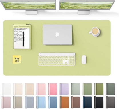 YSAGi Leather Desk Protector, Office Mat, Large Mouse Mat, Non-Slip PU Leather Blotter, Laptop Pad, Waterproof Writing Pad for Office and Home (Light Pink, 23.6" x 13.8") - Colors A