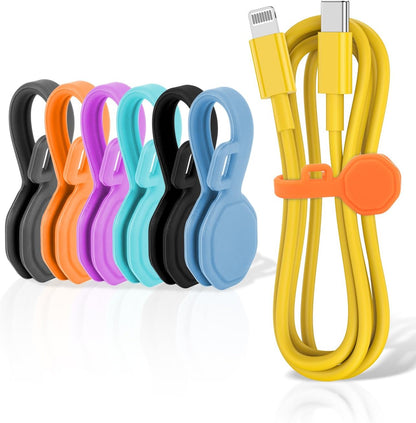 8PCS Silicone Magnetic Cable Ties & Clips, Cord Organizer [1S] Management Reusable Magnet Cable Organizer, Phone Cord Holder for Organizing, Bookmark Whiteboard Fridge Magnets etc