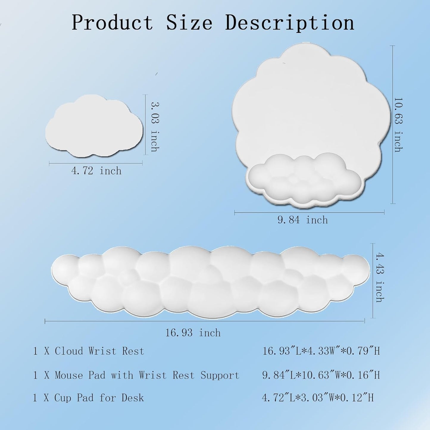 Cloud Wrist Rest Keyboard Pink Mouse Pad Set with Wrist Rest Ergonomic Wrist Pad Memory Foam Non-Slip Base Cute Gradient Wrist Support for Computer Laptop Gaming Home Office Relief Typing Pain