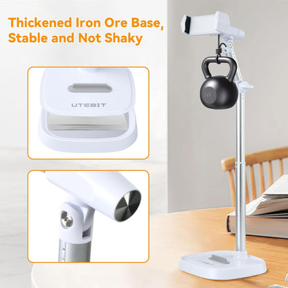 UTEBIT Cell Phone Stand, 6-15" Height Adjustable Rotating Cell Phone Holder for Desk, Retractable Cell Phone Stand,Tablet Stand Holder for 4.7"-15.6" Screen iPhone Samsung, iPad, Kindle, eBook Reader