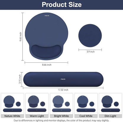 MOSISO Wrist Rest Support for Mouse Pad&Keyboard Set, Circle Curved Ergonomic Mousepad&Coaster Non-Slip Base Home/Office Pain Relief&Easy Typing Pad with Soft Cloth&Silicone Lining, Antique Green