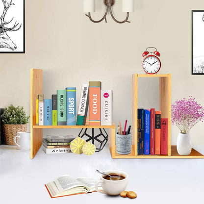Sorfity Adjustable Desktop Bookshelf, Desk Organizer Display Shelf Counter Top Bookcase Free Style Display Shelf Rack Office Supplies Storage Shelf Book Multipurpose Bookshelf for Office Kitchen