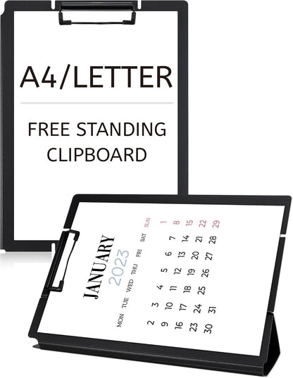 Free Standing Clipboard and Desktop Stand with Adjustable Buckles Easel Back - Foldable Stand and Document Holder for School, Office and Business Use (9.37 x 12.6 inches) (Light Green)