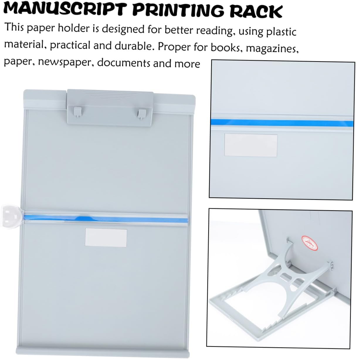 MAGICLULU Adjustable Document Stand Plastic Paper Holder Vertical Desktop Copy Stand Reading Rack for Office and Home Use Light Gray