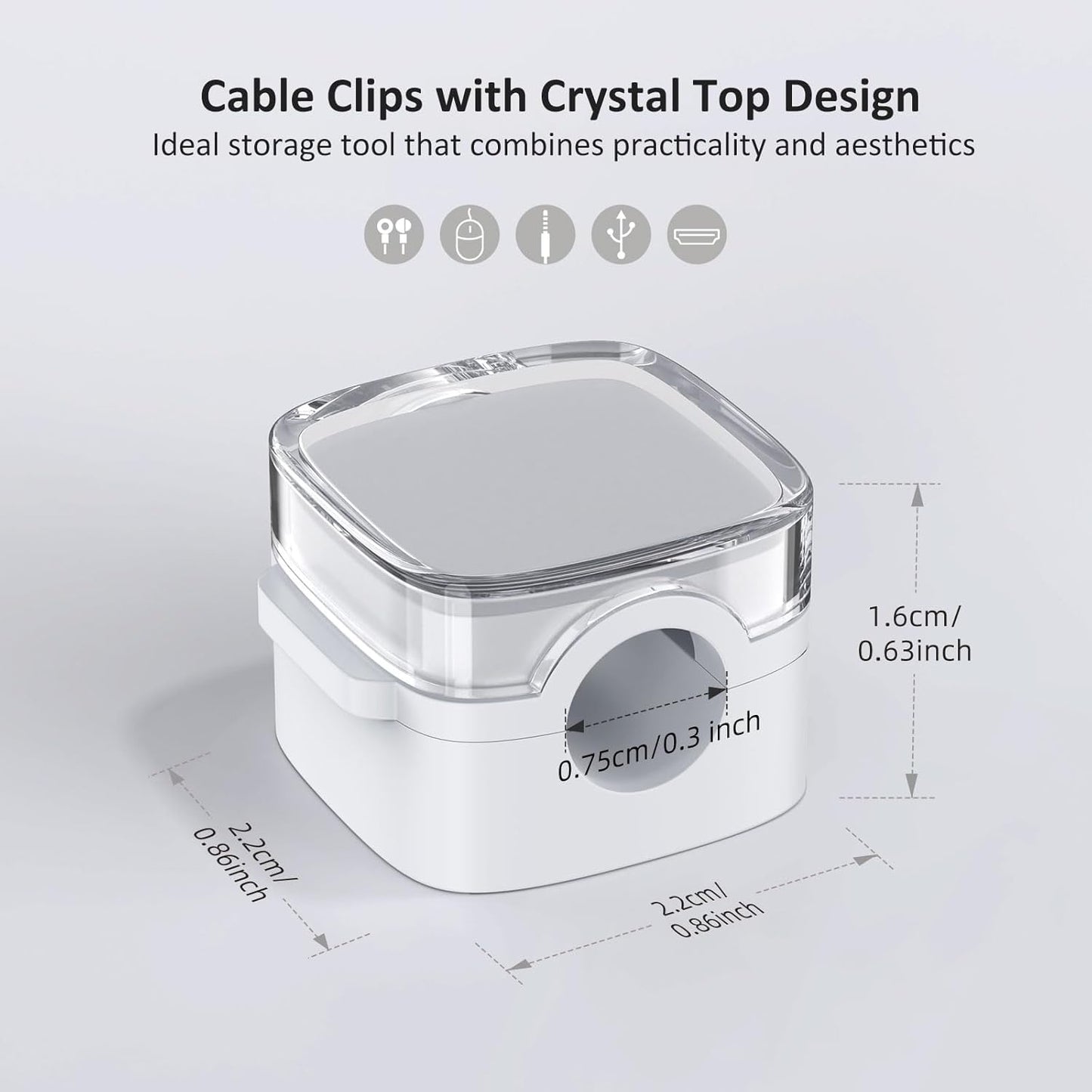 Cord Holder, 6 Pack Magnetic Cable Clips, Strong Adhesive Cord Holder for Nightstand Desk Organizer Kitchen Appliances Car Wall Office Phone Wire Keeper, Clear White