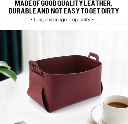 Leather Valet Tray, Jewelry Tray, Catchall Tray, Desktop Storage Organizer，Bedside Caddy for Men Key Wallet Watch Coin Phone Change,Candy Holder Sundries Tray,Convenient for Travel (06 Red 1)