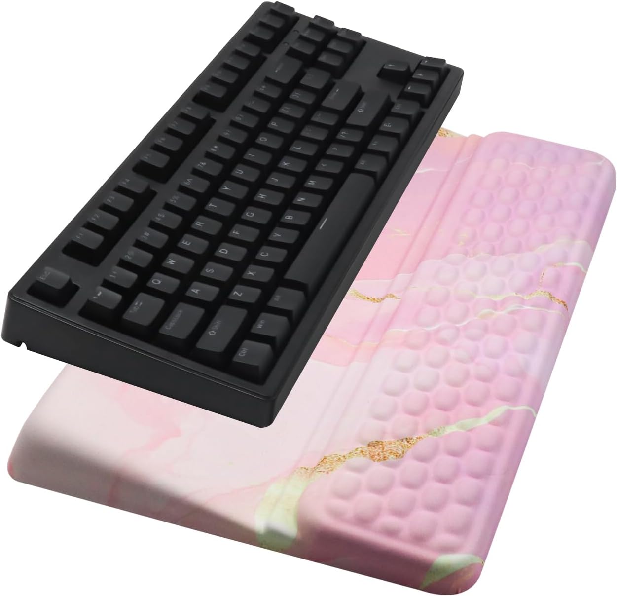 Computer Keyboard Stand Pad with Wrist Rest, Ergonomic Comfy Tilted Keyboard Stand Riser Holder Pad for Office Home (Black)
