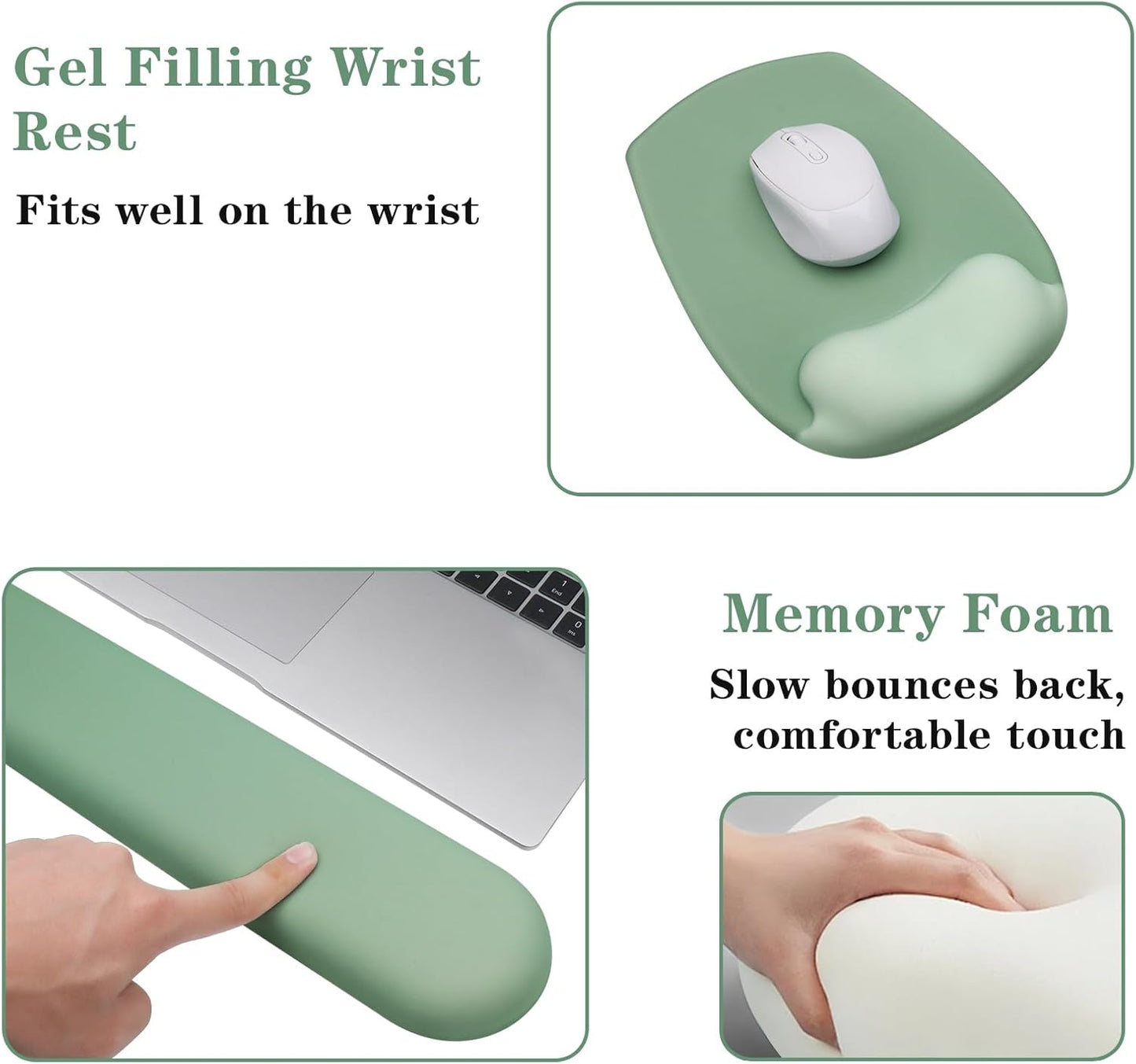 Wrist Rest for Keyboard and Mouse, Ergonomic Gel Computer Keyboard Wrist Rest with Memory Foam, Keyboard Wrist Support Pad for Long Hours of Work, Gaming, Studying-Relieve Wrist Pain