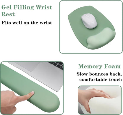 Wrist Rest for Keyboard and Mouse, Ergonomic Gel Computer Keyboard Wrist Rest with Memory Foam, Keyboard Wrist Support Pad for Long Hours of Work, Gaming, Studying-Relieve Wrist Pain