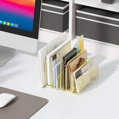 gianotter Mail Organizer Countertop, Metal File Holder with 3-Slot, Rose Gold Desk Accessories & Workspace Organizers (Rose Gold)