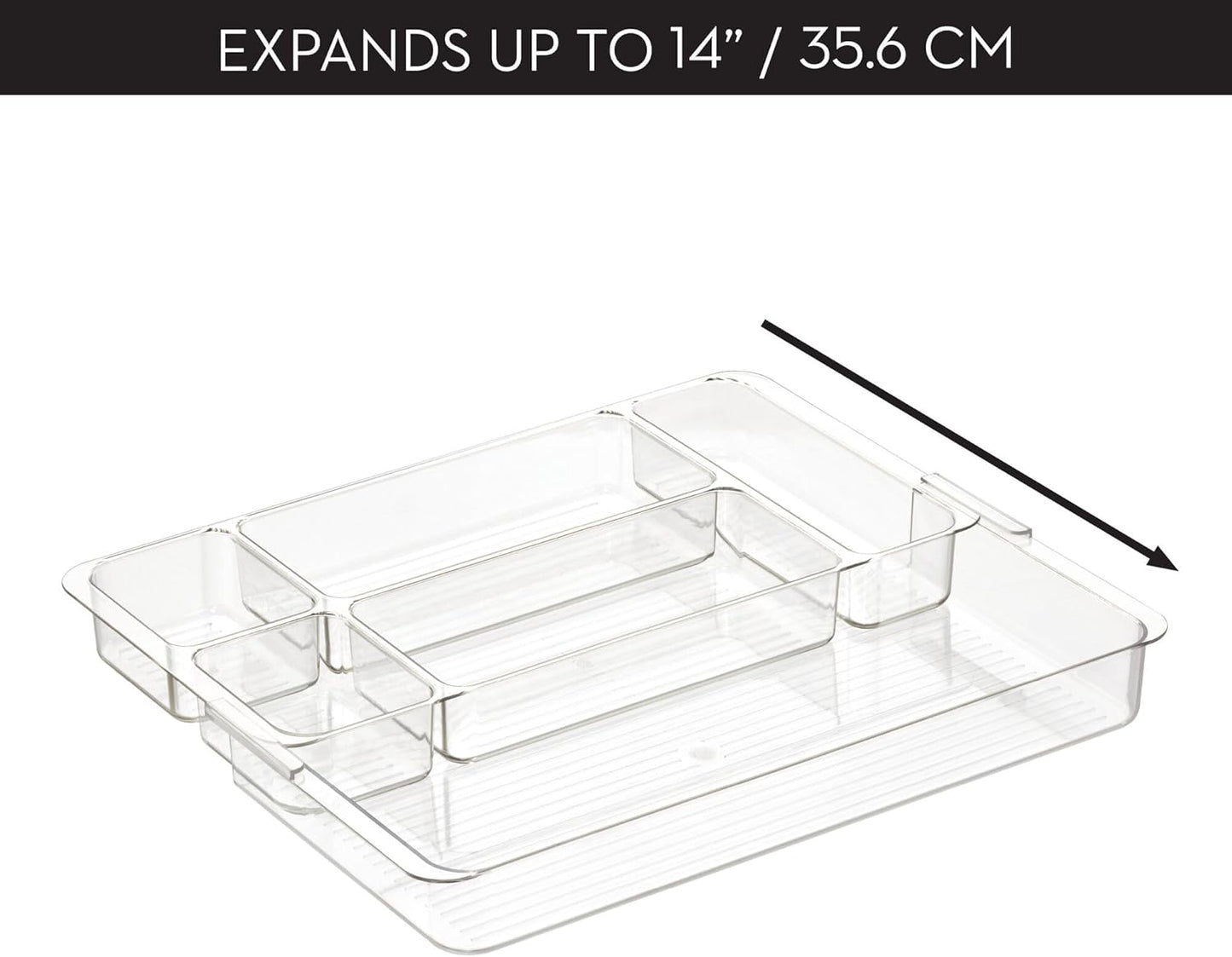 iDesign Expandable Makeup Drawer Organizer-Storage Cosmetics or Jewelry-Clear Tray