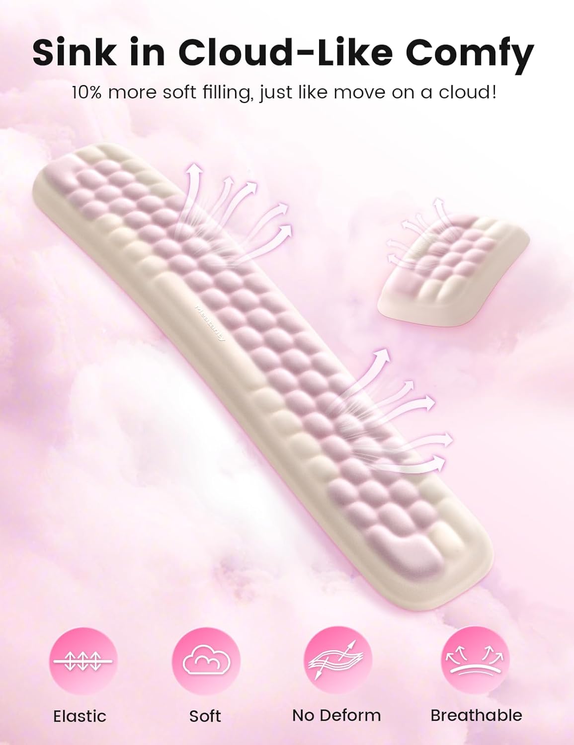 Meatanty Keyboard and Mouse Wrist Rest Set, Computer Wrist Pad Support, Ergonomic Keypad Hand Rest Combo, Memory Foam Typing Desk Accessory Carpal Tunnel Cushion, Laptop Office Home School Women Cute