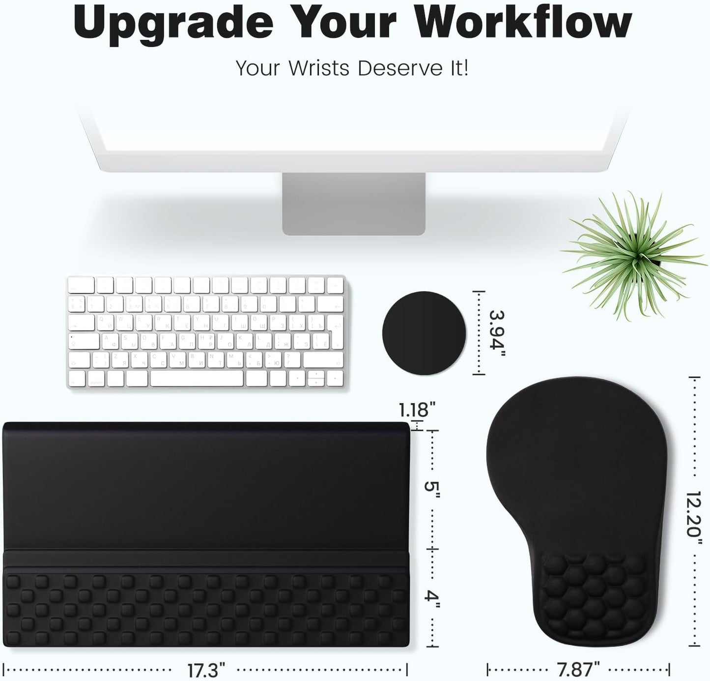 Ospelelf Ergonomic Mouse Pad and Keyboard Stand Wrist Rest Set, Memory Foam Comfort, Pain Relief for Typing, Office Desk Accessories, Moonlit Blossoms