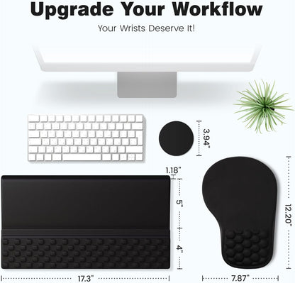Ospelelf Ergonomic Mouse Pad and Keyboard Stand Wrist Rest Set, Memory Foam Comfort, Pain Relief for Typing, Office Desk Accessories, Moonlit Blossoms