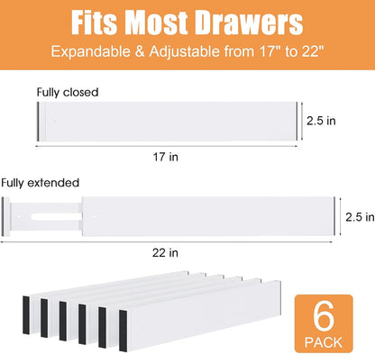 Bamboo Drawer Dividers,17-22" Adjustable Kitchen Drawer Organizer for Clothes,4 Pack Expandable Drawer Organization Separators for Bedroom,Bathroom,Dresser and Office,Natural