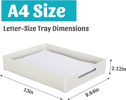 Letter-Size Tray Desk Letter Tray Paper Tray, Sturdy Heavy-Duty Plastic Printer Paper Tray, Single-Tier Stackable File Storage Organizer for Office Home (Clear)