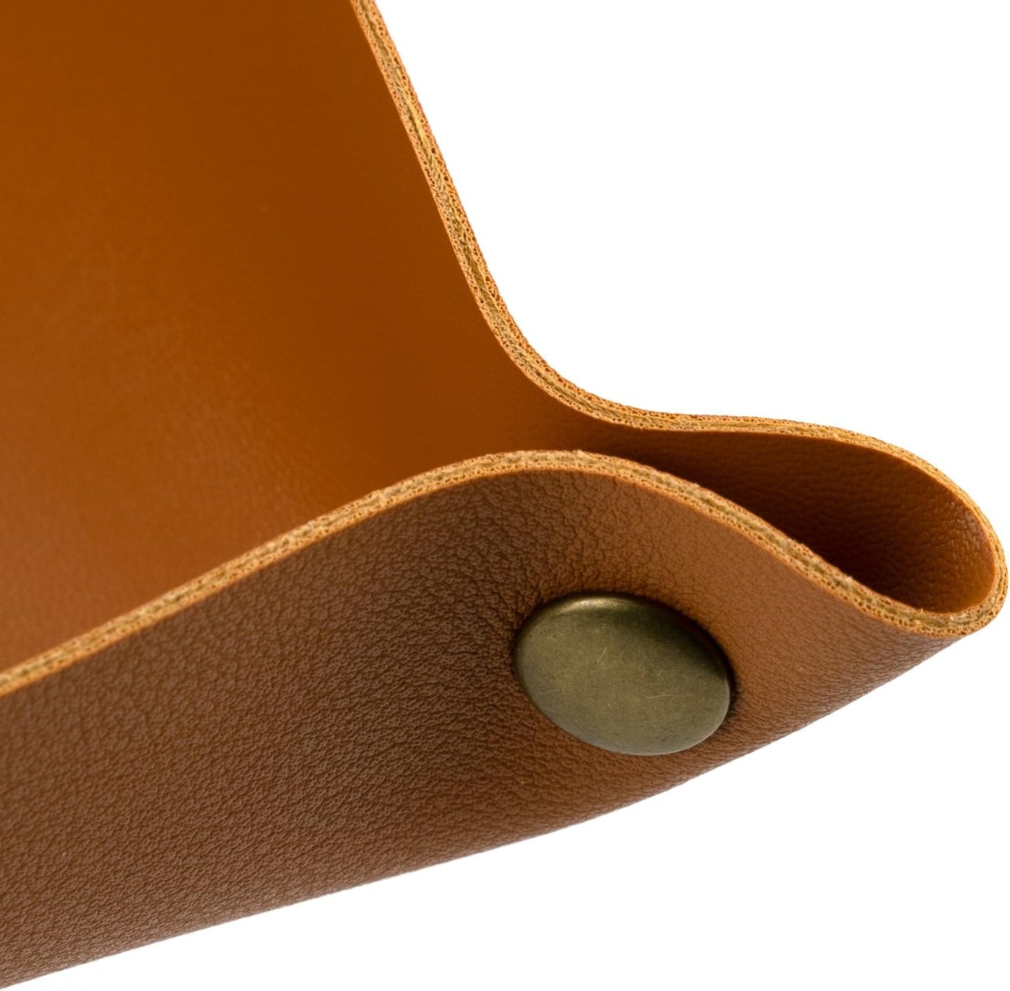 IFAMIO Decorative Foldable Valet Tray Artificial Leather Catchall Holder Small Desk Table Organizer Tray for Jewelry, Keys, Watches, Coins (Orange)